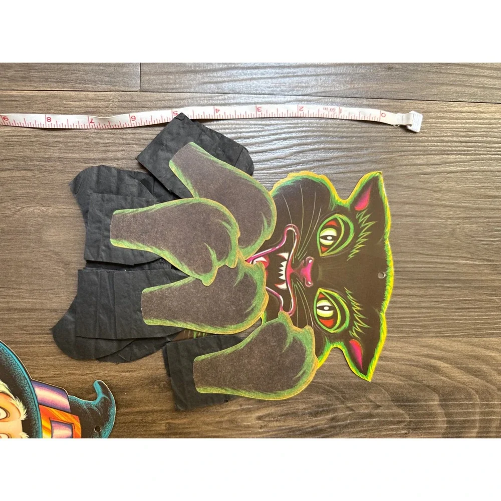 Beistle Halloween Action Dancers Vintage 1984 Decor Set Skeleton Witch Cat Ghost